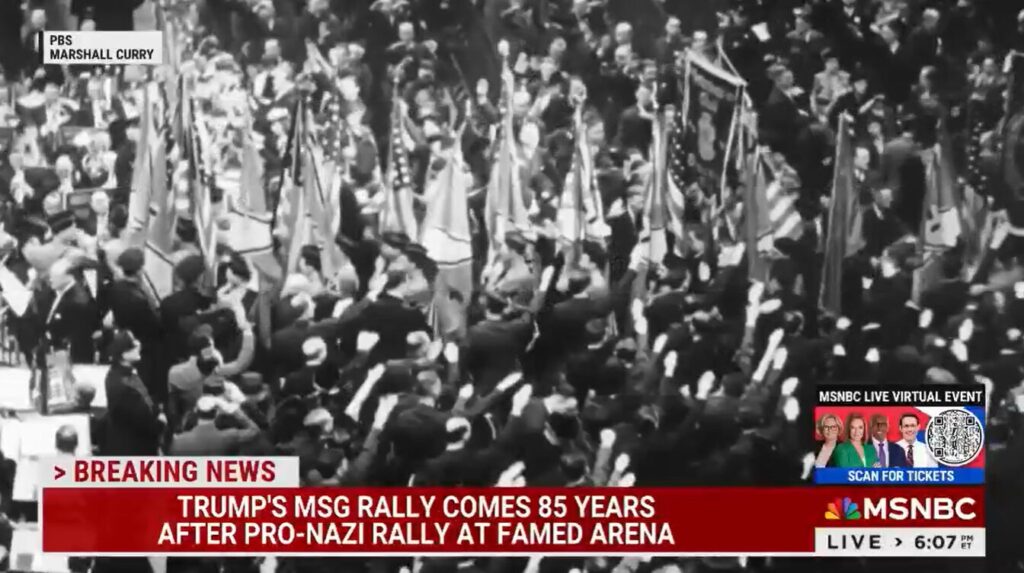 Historical footage of pro-Nazi rally at Madison Square Garden circa 1939 aired on MSNBC